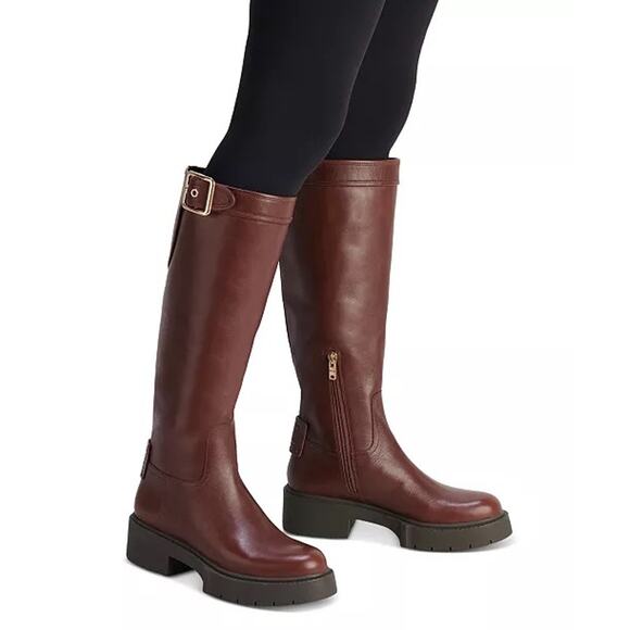 Coach Women's Lilli Buckled Strap Block Heel Riding Boots Size US 5.5B/ EUR 36 - Picture 1 of 7